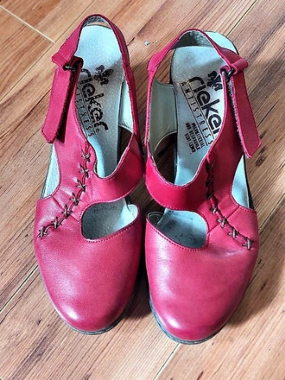 Rieker Red Leather Heels EU 37